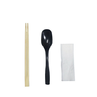 Disposable Chopsticks Spoon suit High-end Tableware Four-piece Set Take-out Lunch with Bamboo Chopsticks Spoon Paper Towel Three-in-One