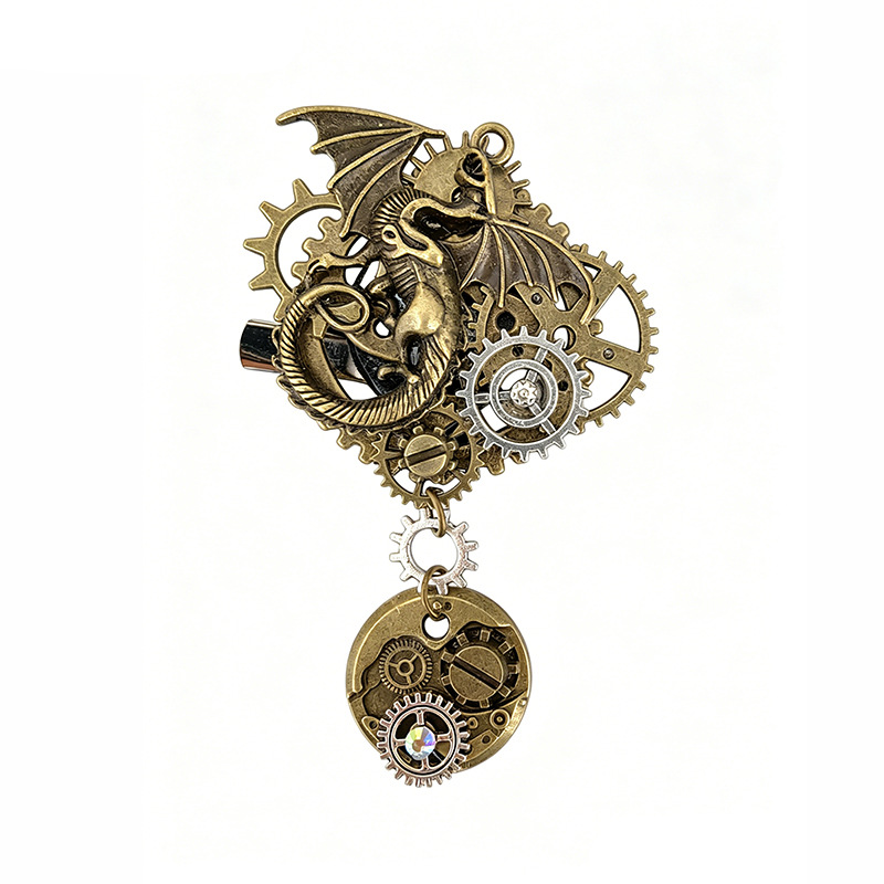 Retro British-Style Gear Brooch Steampunk Industrial Style Men's Accessories Shirt Vest Jk Dragon Hairpin