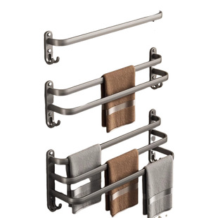 Towel Rack Punch-Free Bathroom Wall-Mounted Multi-Layer Towel Bar Household Restroom Bathroom Wall Storage Rack