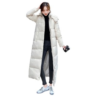 2025 New Cross-border Down Cotton-padded Jacket Women's Loose Long Knee-length Winter plus size Thickened Cotton-padded Jacket