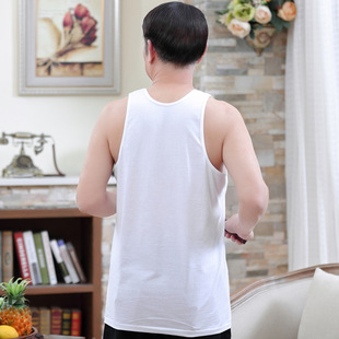Middle-aged and elderly summer men's cotton short-sleeved T-shirt grandpa white undershirt crew neck half-sleeved dad summer old head shirt
