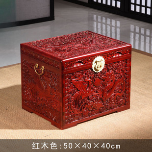 Box Solid Wood Box Dragon and Phoenix Dowry Dowry Antique Wedding Box Wedding Dowry Box Storage Box Accompanying Box Carved Flower Cool Press