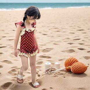 Girls' Swimwear Children's One-piece 2025 New Explosions Little Girl Quick-drying Polka Dot Backless Sweet Swimwear for Small and Medium-sized Children