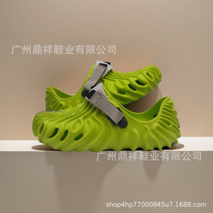 Cross Fingerprint Hole Shoes Men's Casual Flat Outer Wear Non-slip Sandals Couple's Beach Shoes Summer Slippers