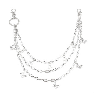 European and American cross-border jewelry fashion hip hop retro multi-layer peach heart butterfly pants chain alloy multi-layer hanging chain ins waist chain