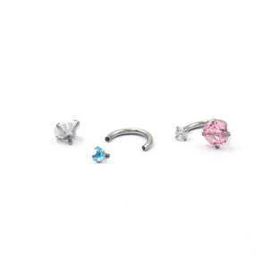 Titanium steel horseshoe ring love zircon ear bone nail internal thread super flash rod thick 1.2mm earrings piercing jewelry