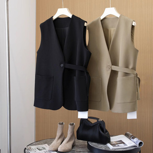 2025 New All-match Elegant Suit Vest Women's Spring and Summer chubby girl Slim Korean Style Vest Jacket Plus Size Women's Clothing
