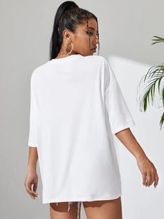new york happy holidays dropped shoulder short sleeve European and American spot large size T-shirt women's foreign trade supply