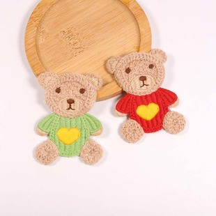 Knitted Cartoon Love Bear Clothing Hood Hair Accessories Baby Clip Edge Clip Hair Decoration Accessories Wool Embroidered Cloth Stickers