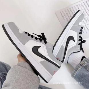 Putian Pure Original nk Low-top aj1 Men's and Women's Board Shoes Ins sneaker Barb Grey White All-match Casual Sports Board Shoes Cloth