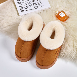 Nest Nest Good Cross-border Mao Mao Slippers Women's Outer Wear Home 2024 New Non-slip Thick Bottom Warm Baotou Cotton Slippers