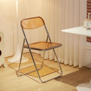 Folding Chair Transparent Chair Crystal Photo Chair Nordic Acrylic Fashion Internet Celebrity Makeup Chair Backrest Dining Chair