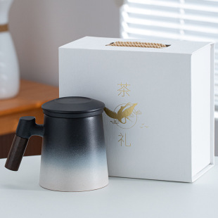 Gradient ceramic Shanhai tea cup with hand gift tea separation Cup creative household personal office Cup business gift