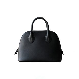 Top Layer Cowhide Handbag Women's High-end Niche Design Shell Bag Simple All-match Mini Crossbody Bowling Bag