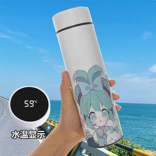 Hatsune Future Q версия умная Вакуумная чашка большой емкости из нержавеющей стали Портативный высокоцветный дисплей для измерения температуры чашка для воды