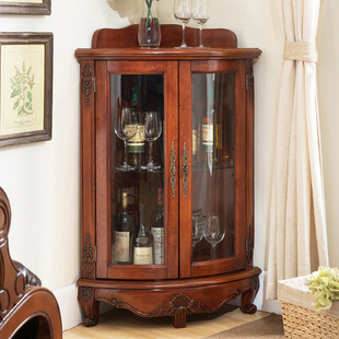 American Solid Wood Corner Cabinet Living Room Corner Storage Cabinet European Wall Corner Cabinet Corner Rack Wine Cabinet Triangle Bedroom