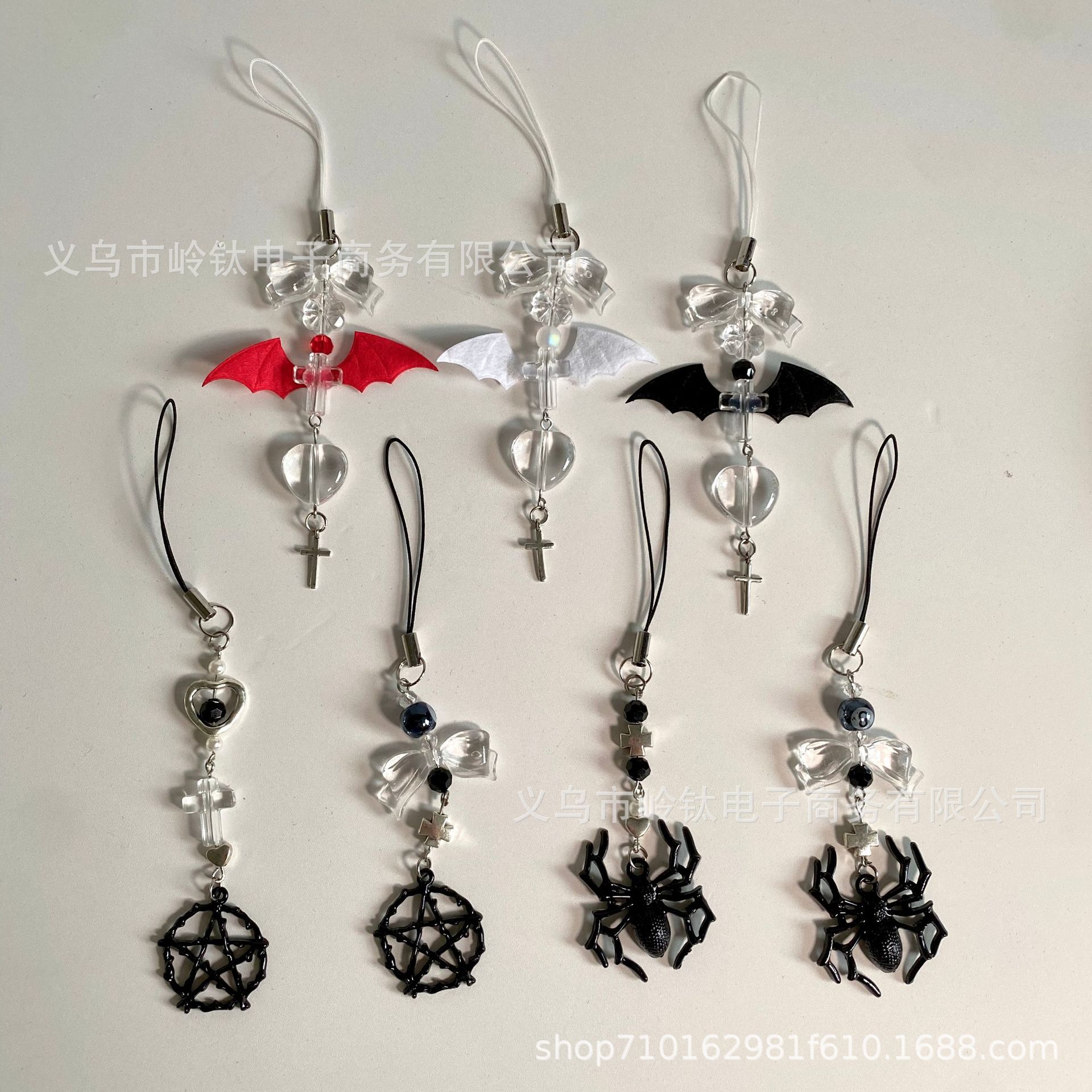 Halloween series mobile phone chain mobile phone lanyard goo Ben dark wind angel wings bat Spider ins