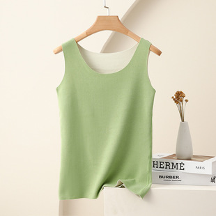 Silk Non-marking Thermal Vest Women's fleece-lined Thick Velvet Heating Inner Strap Top Base Underwear Autumn and Winter