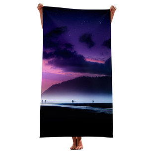 Cross-Border Microfiber Square Beach Towel Towel Material Square Towel 3D Digital Printing Scenery Series Starting from One Piece