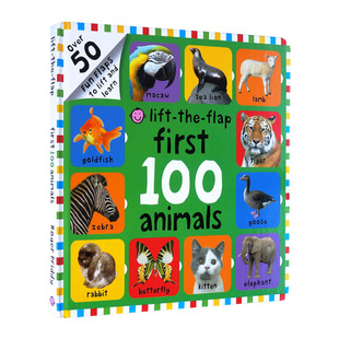 Baby cognitive cardboard book English original picture book First 100 Animals Lift-The-Flap