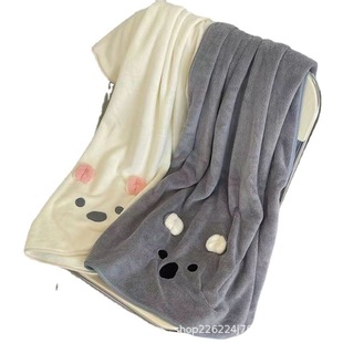 Coral fleece wholesale Hemming embroidered towel bath cap soft absorbent quick-drying home hotel supplies lint-free