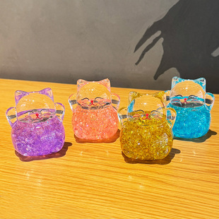 Luminous Crystal Luckies Cat Creative Acrylic Office Desktop Decorations Ornaments Opening Gift Birthday Gift
