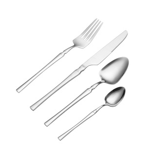 ✅ Cross-Border Amazon Stainless Steel Western Food Tableware Knife, Fork and Spoon Small Waist Four-Piece Steak Knife and Fork Set Wholesale