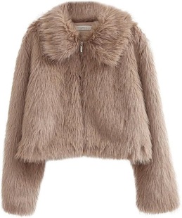 European and American Autumn and Winter New Fur Women's Faux Fur Coat Long Sleeve Jacket Zipper Jacket Warm Toca