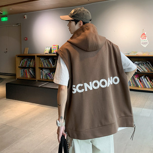 Men's waistcoat Korean fashion bubble letter hooded ruffian handsome 2024 spring new ins coat W4770-P35