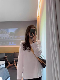 White Mid-length Bottoming Shirt Women's Butt-covering Sweater Layover Long Sleeve Shirt Shark Pants Matching Top