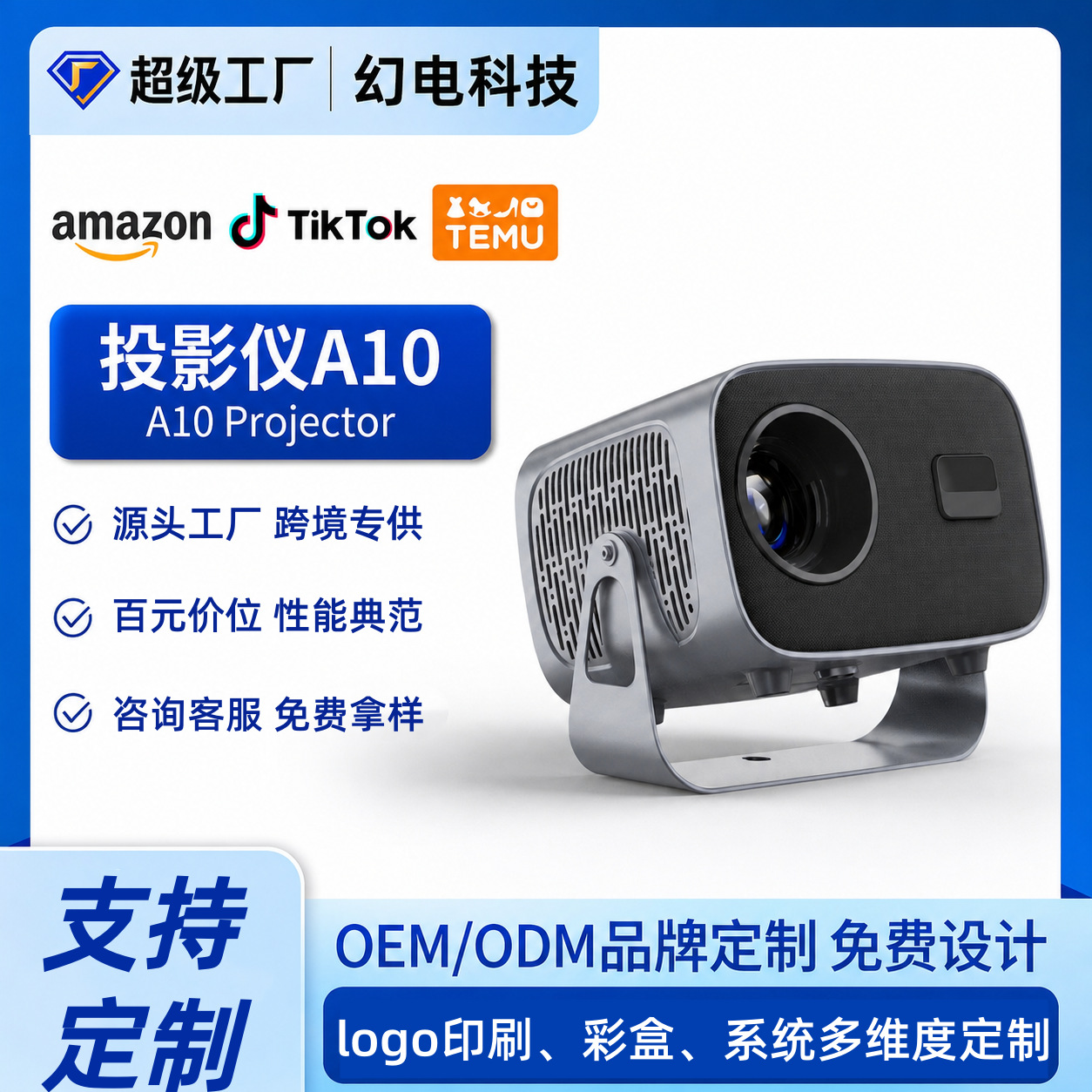 4K WiFi smart mini proyektor qoʻl telefoniga ulanadi
