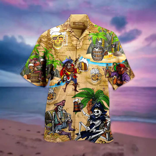 European and American Cross-border New Products Men's Short-sleeved Printed Shirt 3D Printed Short-sleeved Shirt Hot-season Pattern Printed Shirt