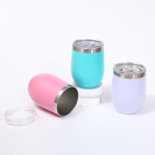 Cross-border American Simple Eggshell CUp 12oz Egg CUp Small Capacity VacUUm Red Wine CUp U-shaped Gift Thermos CUp