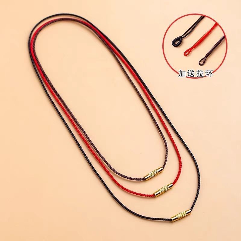 Thin Necklace Cord Pendant String Sweater Chain Unisex Pendant Cord Red and Black Pendant String Jade Pendant Pixiu