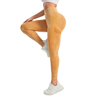 Cross-Border Frosted Cross-Waist Yoga Pants, Butt-Lifting Peach Butt, Seamless Tight-Fitting Slimming High-Elastic Fitness Sports Pants