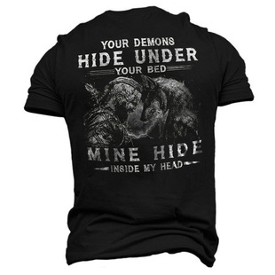 Amazon new European and American men's T-shirt fashion 3D digital printing short sleeve top support a generation of hair