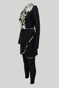 Southeast Asia Jacket Pants Hat Three-piece Swimwear Foreign Trade Fully Surrounded Conservative Diving Printed Swimwear
