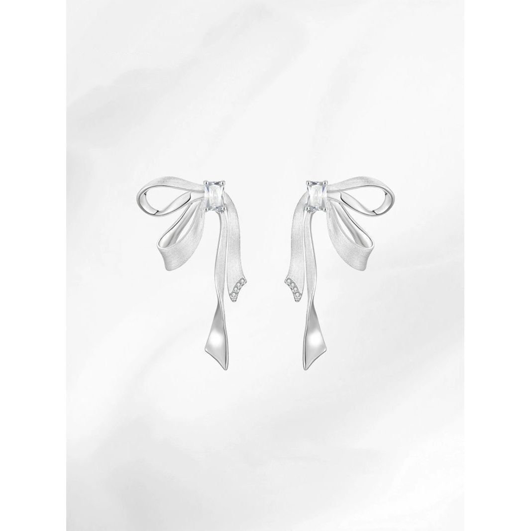 Ribbon Series Bow Earrings for Women - New Popular Style Stud Earrings with Tassels