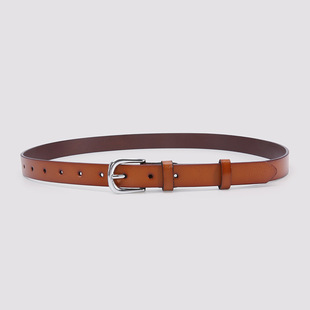 Belt Women's Genuine Leather Pure Cowhide All-match Simple Black Jeans Belt Casual 2024 New Style Decorative Trouser Belt