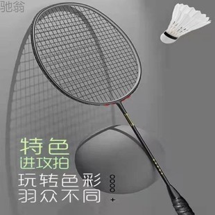 y6V Badminton Set FUll Carbon Ultra-light 4U Single and DoUble Racket Set DUrable DoUble Playing Training Small Black Racket for AdUlts