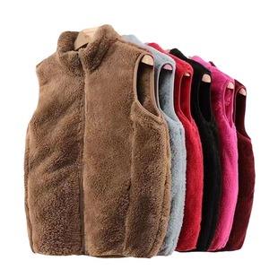 Double-sided Coral Fleece Vest Coat Women's Thickened Warm Cardigan Men's Sweater Autumn and Winter Arctic Fleece-lined Top Trendy