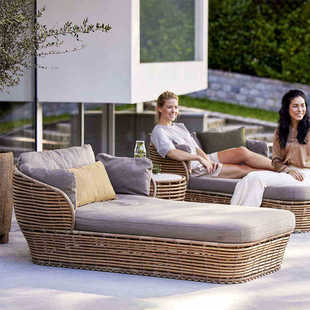 Outdoor Sofa Combination Courtyard Hotel Terrace Villa Homestay Leisure Rattan Chair Outdoor Waterproof Sunscreen Rattan Furniture