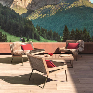 Outdoor Sofa Balcony Leisure Homestay Model Room Rattan Furniture Courtyard Hotel Villa Designer Teak Tables and Chairs