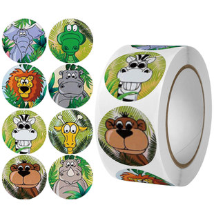New roll coated paper adhesive sticker cute children Animal sealing sticker Thank you teacher reward label