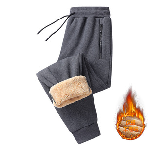 Sports Casual Trousers Men's New Thickened Lamb Wool Pants Winter Slim-fit Warm Casual Men's Fashionable Sweatpants