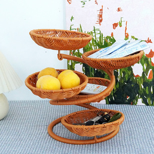 Rattan-like Creative Welcome Pine Fruit Rack Light Luxury Living Room Coffee Table Snacks Candy Tray Multi-layer Storage Rack