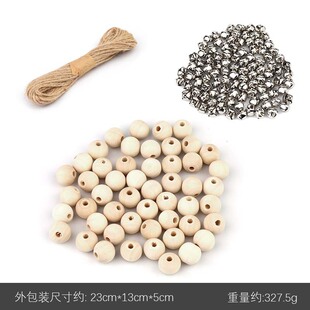 New hemp rope wooden beads octagonal beads bell suit creative wooden beads string hemp rope DIY wall pet pendant