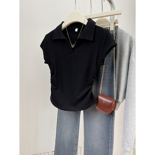 Explosions summer hot girl slim slim shoulder short sleeve T-shirt irregular Poloy shirt a generation of cross-border live