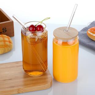 Amazon Coke Cup Borosilicate High Temperature Resistant Glass Cross-border Suction Tube Cup Beer Juice Cup Coke Cup suit