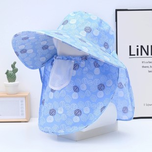 Sunscreen Hat Women's Summer Outdoor Face-Covered Work Mask Sunshade Hat Outdoor Big Eave Tea-Picking Hat Sun Hat Anti-UV